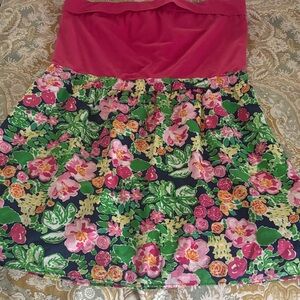 Lilly Pulitzer Pink and Green Floral A-Line Skirt